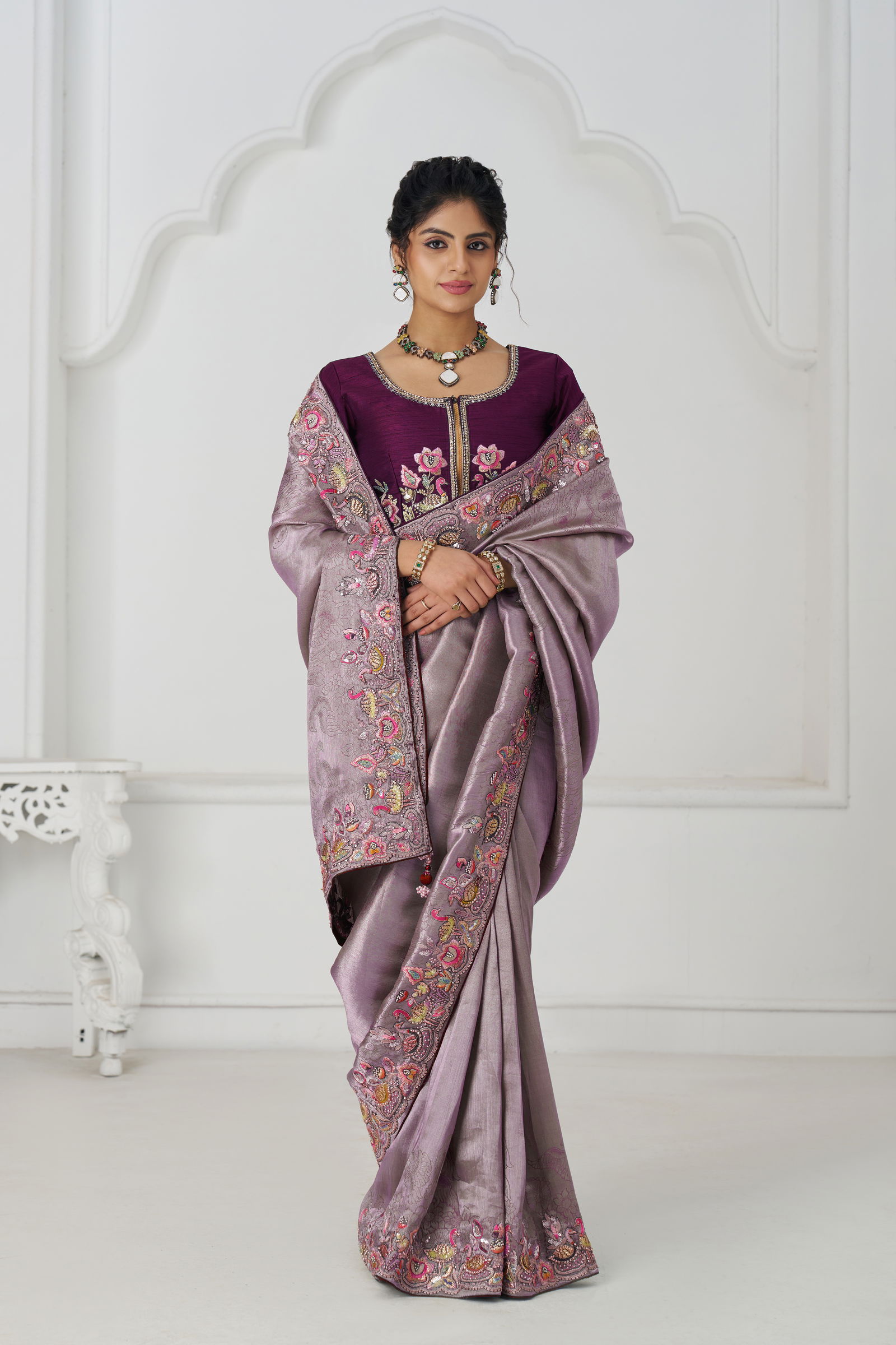 Kf  111 Mauve Color Saree Pure Dola Viscouse Silk Saree Wholesale Suppliers In Mumbai